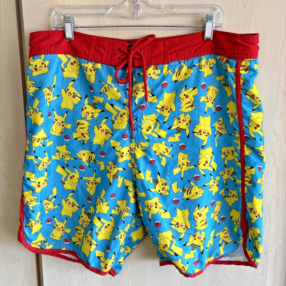 2016 Pokemon Brand Pikachu Board Shorts Swim Trunks Mens XL‎ Beach Resort Surf